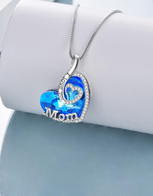 Load image into Gallery viewer, Gifts for Mom with Heart Birthstone Crystal Sterling Silver I Lov You Forevr Heart Pendant Necklace Birthday Christmas Mother&#39;S Day Jewelry Gifts for Women Mom Grandma,New Mom Gifts
