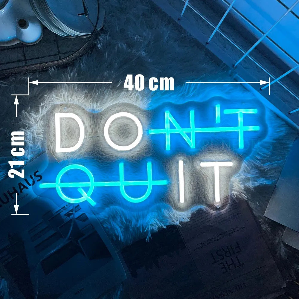 Neon Sign DON'T QUIT DO IT Neon Led Sign Inspirational Quote Game Room Bedroom Decor Wall Art Motivate Neon Light Gym Classroom