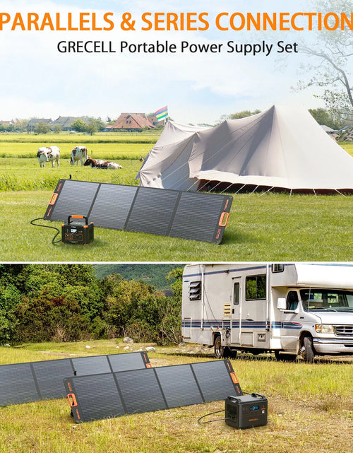 Load image into Gallery viewer, 200W Portable Solar Panel for Power Station Generator, 12V/24V Flexible Foldable Solar Panel Kit Lightweight High-Efficiency Solar Charger Power Backup for Outdoor Van Camper Boat
