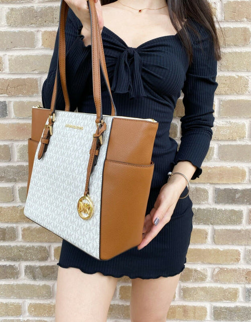 Load image into Gallery viewer, Michael Kors Charlotte Top Zip Tote MK Signature Shoulder Bag
