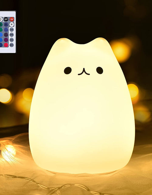 Load image into Gallery viewer, Cat Lamp, Gifts for 3 4 5 Year Old Girls,Graduation Gifts for Teen Girls,Kids Night Light for Bedroom,Kawaii Kitty Baby Nursery Lamp with Remote Control.
