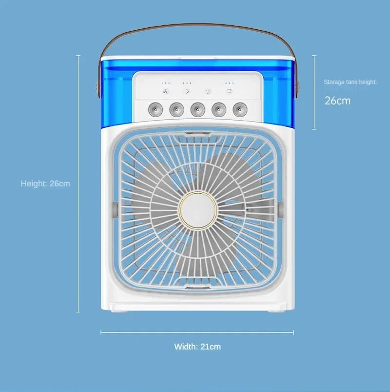 Portable Humidifier Fan Air Conditioner Household Small Air Cooler Hydrocooling Portable Air Adjustment for Office 3 Speed Fan