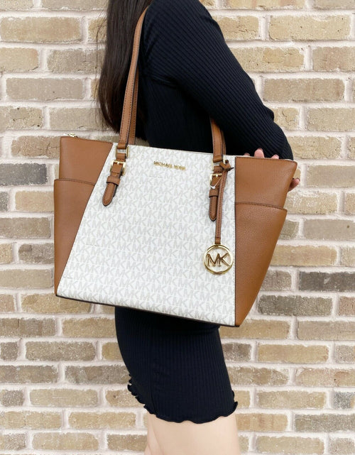 Load image into Gallery viewer, Michael Kors Charlotte Top Zip Tote MK Signature Shoulder Bag
