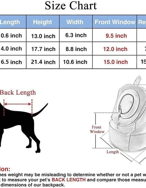 Load image into Gallery viewer, Dog Backpack, Puppy Backpack, Pet Carrier Backpack Small Dog Backpack Carrier Pet Travel Carrier Dog Front Carrier with Breathable Head Out Design and Padded Shoulder for Hiking Outdoor Travel(S)
