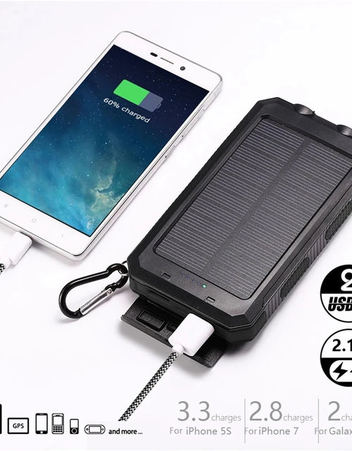 Load image into Gallery viewer, Solar Power Bank 20000Mah IP67 Waterproof Portable Solar Charger Powerbank External Battery Pack Power Bank with SOS LED Light
