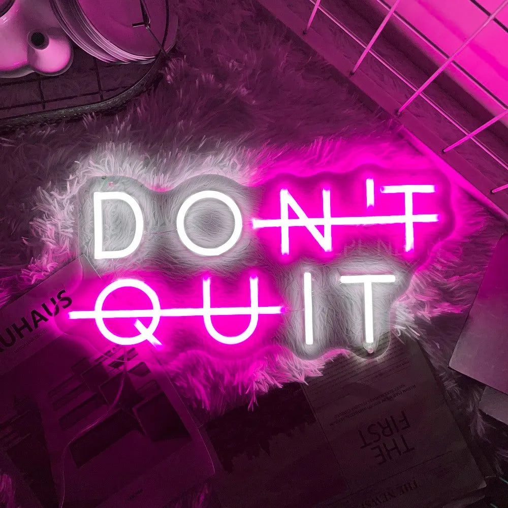 Neon Sign DON'T QUIT DO IT Neon Led Sign Inspirational Quote Game Room Bedroom Decor Wall Art Motivate Neon Light Gym Classroom