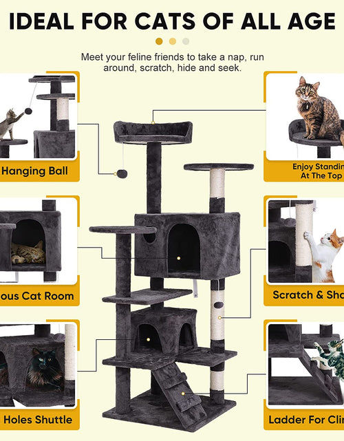 Load image into Gallery viewer, 54In Cat Tree Tower for Indoor Cats Multi-Level Cat Condo Cat Bed Furniture with Scratching Post Kittens Activity Center
