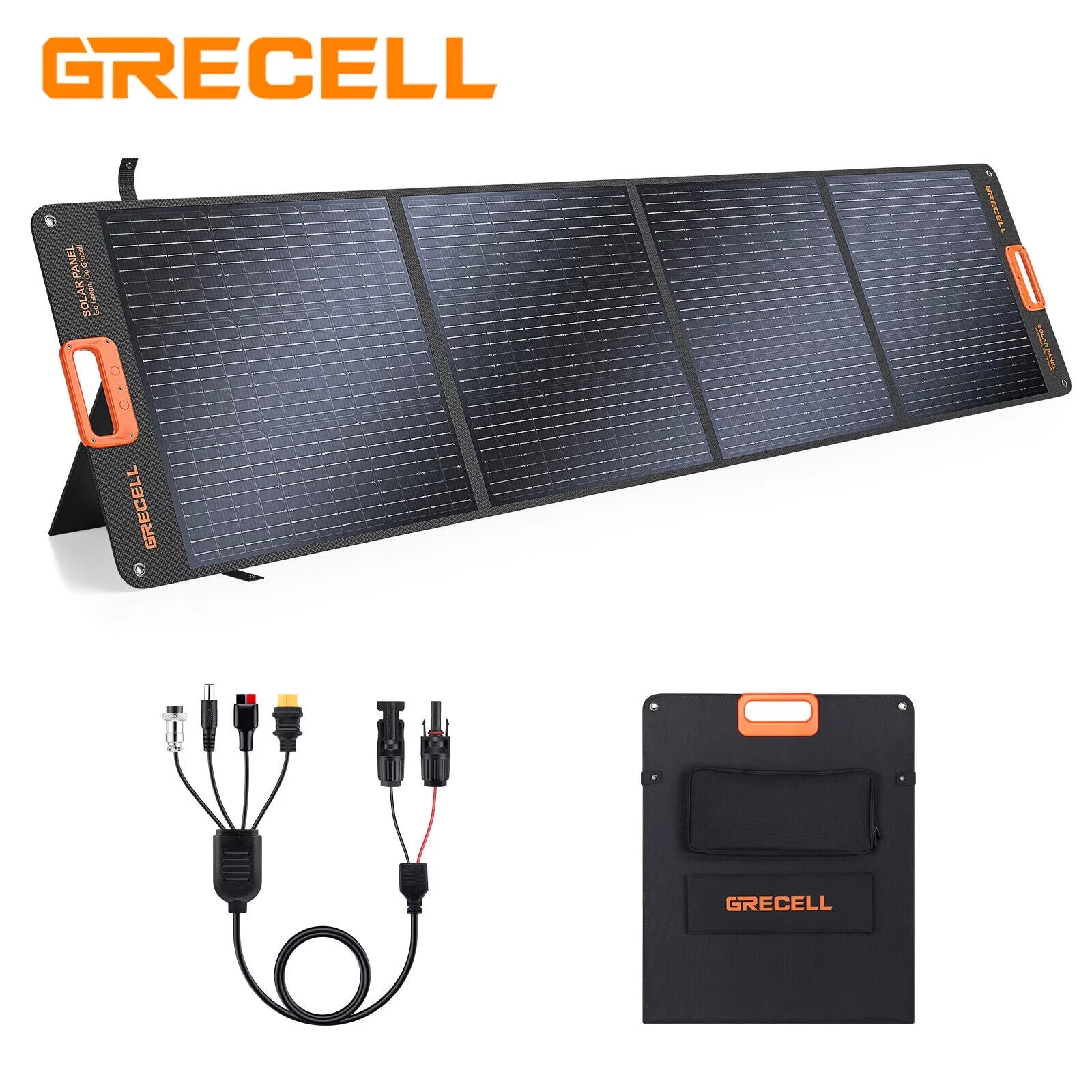 200W Portable Solar Panel for Power Station Generator, 12V/24V Flexible Foldable Solar Panel Kit Lightweight High-Efficiency Solar Charger Power Backup for Outdoor Van Camper Boat