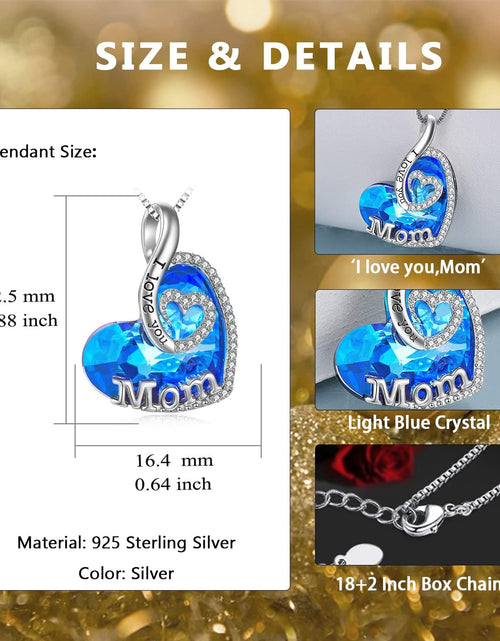 Load image into Gallery viewer, Gifts for Mom with Heart Birthstone Crystal Sterling Silver I Lov You Forevr Heart Pendant Necklace Birthday Christmas Mother&#39;S Day Jewelry Gifts for Women Mom Grandma,New Mom Gifts
