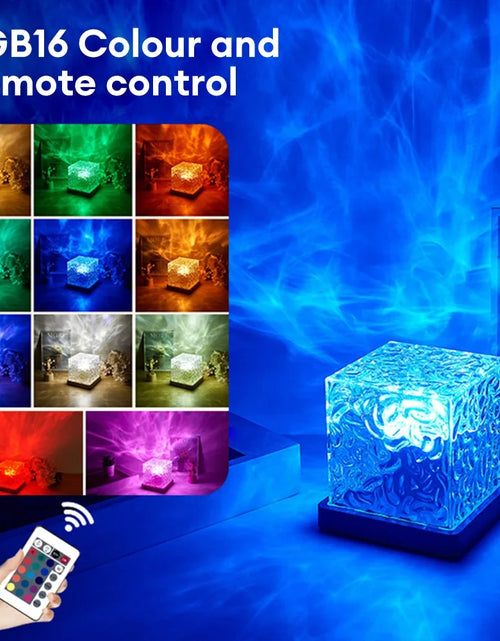 Load image into Gallery viewer, 16 Colors Dynamic Rotating Water Ripple Projector Night Light Flame Crystal Lamp for Living Room Study Bedroom Rotating Light
