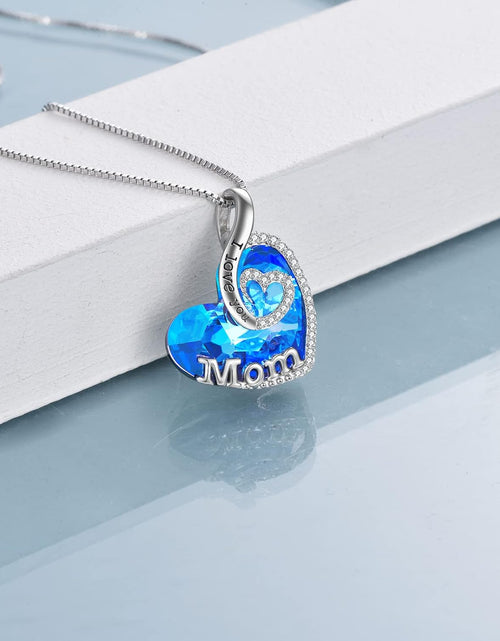 Load image into Gallery viewer, Gifts for Mom with Heart Birthstone Crystal Sterling Silver I Lov You Forevr Heart Pendant Necklace Birthday Christmas Mother&#39;S Day Jewelry Gifts for Women Mom Grandma,New Mom Gifts
