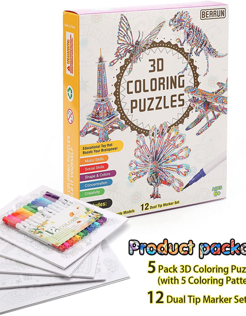 Load image into Gallery viewer, 3D Coloring Puzzle Set, Arts and Crafts for Girls and Boys Age 6 7 8 9 10 11 12 Year Old, Fun Educational Painting Crafts Kit with Supplies for Kids, Birthday Toy Gift for Kids
