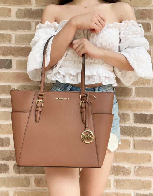 Load image into Gallery viewer, Michael Kors Charlotte Top Zip Tote MK Signature Shoulder Bag
