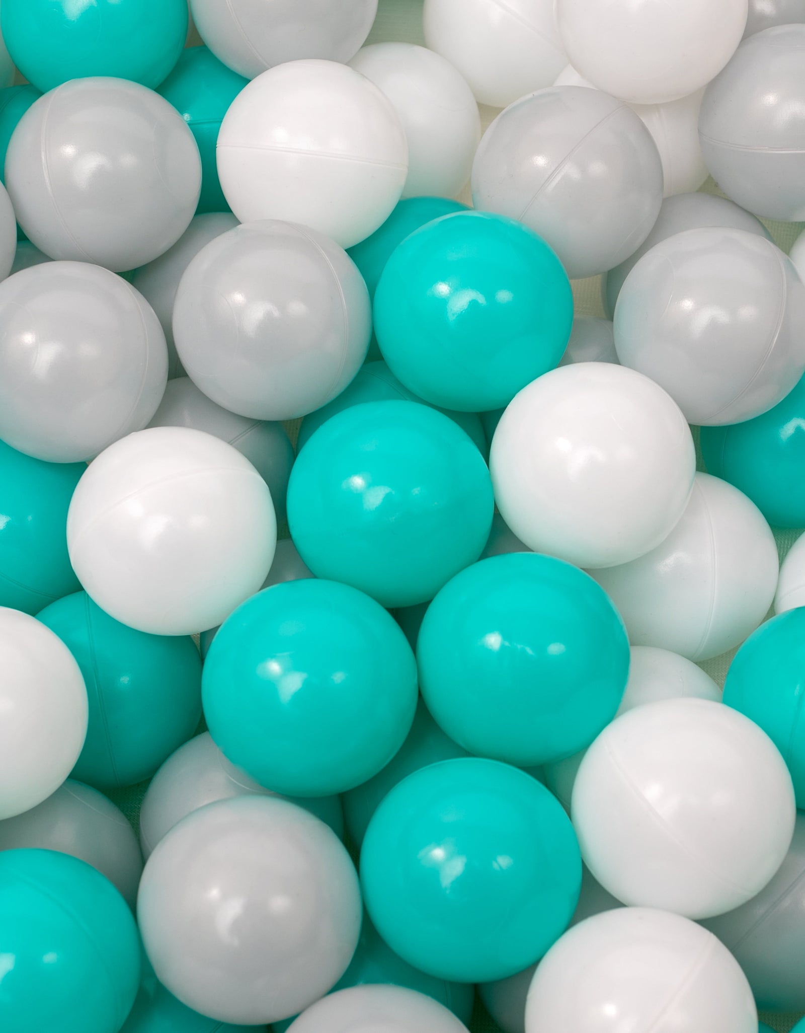 Grey Velvet Ball Pit with 200 Aqua, White, & Grey Balls