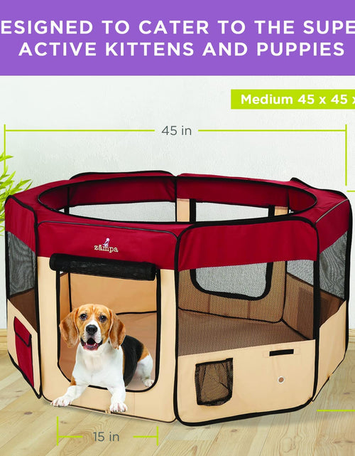 Load image into Gallery viewer, Portable Foldable Pet Playpen Exercise Pen Kennel + Carrying Case for Larges Dogs Small Puppies/Cats | Indoor/Outdoor Use | Water Resistant
