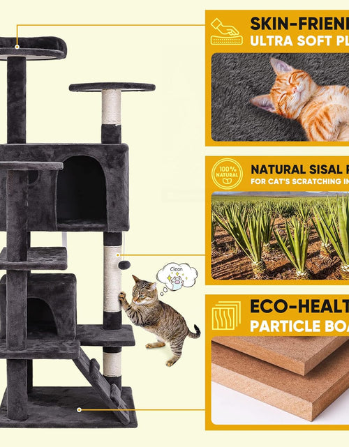 Load image into Gallery viewer, 54In Cat Tree Tower for Indoor Cats Multi-Level Cat Condo Cat Bed Furniture with Scratching Post Kittens Activity Center
