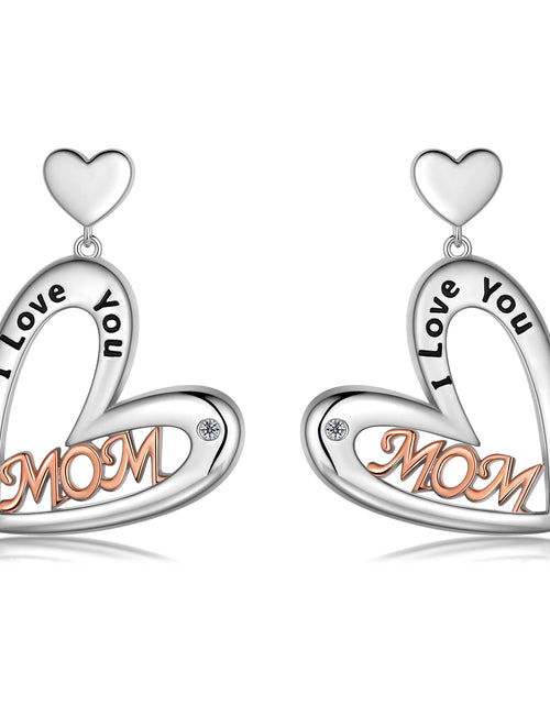 Load image into Gallery viewer, Mom Love Heart Earrings Hoop,Mom Earrings Studs for Mother,Best Mom Drop Hoops Gifts for Mother
