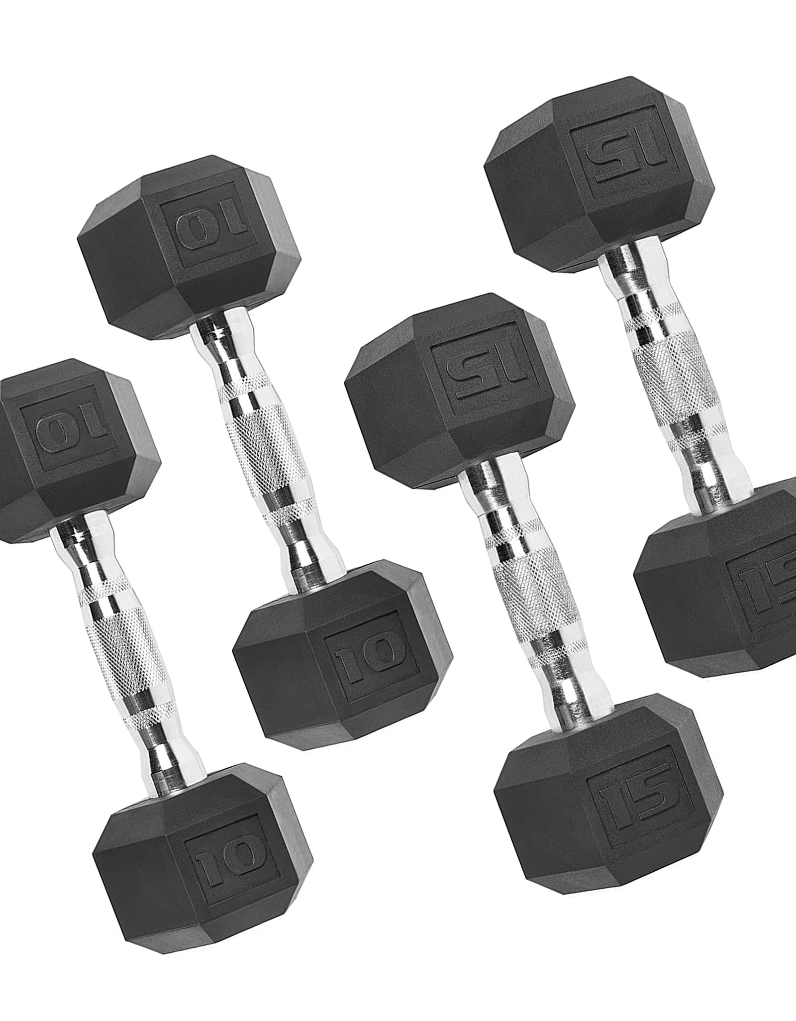 150Lb Rubber Hex Dumbbell Set