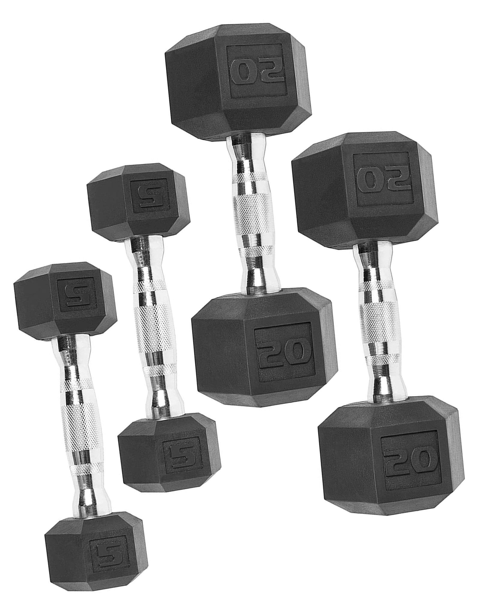 150Lb Rubber Hex Dumbbell Set