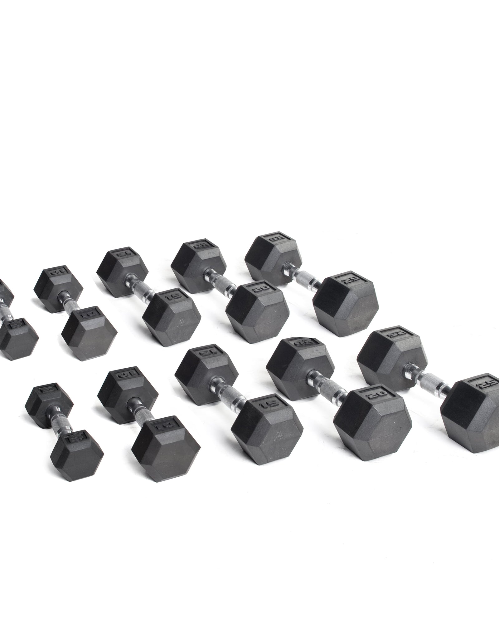 150Lb Rubber Hex Dumbbell Set