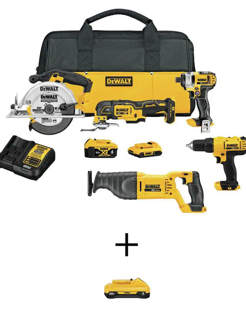 Load image into Gallery viewer, 20V MAX Lithium-Ion Cordless 5 Tool Combo Kit with (2) 20V 4.0Ah Battery, (1) 20V 2.0Ah Battery, and Charger
