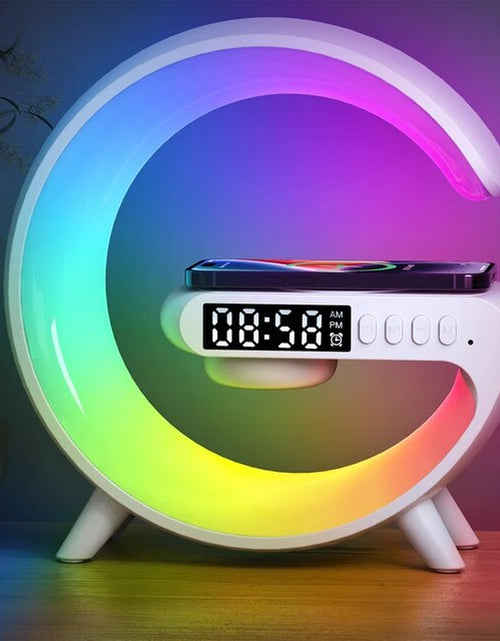 Load image into Gallery viewer, Multifunctional Wireless Charger Stand Pad Alarm Clock Speaker RGB Light Fast Charging Station for Iphone X 11 12 13 14 Samsung
