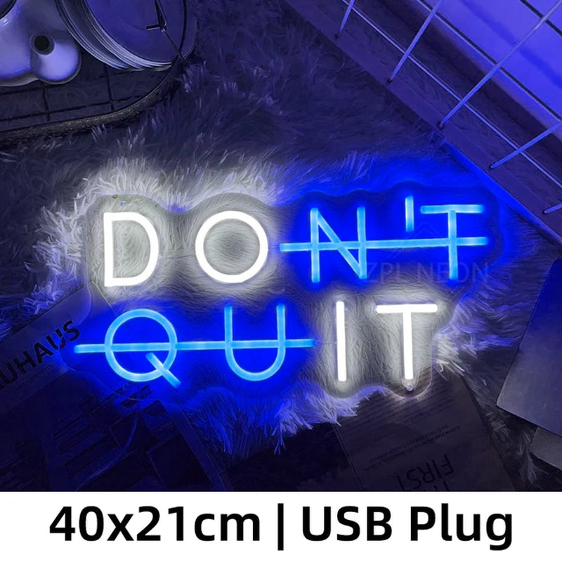 Neon Sign DON'T QUIT DO IT Neon Led Sign Inspirational Quote Game Room Bedroom Decor Wall Art Motivate Neon Light Gym Classroom