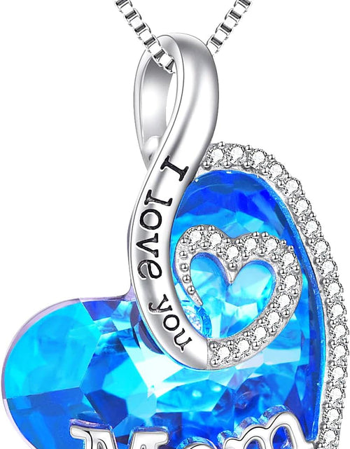 Load image into Gallery viewer, Gifts for Mom with Heart Birthstone Crystal Sterling Silver I Lov You Forevr Heart Pendant Necklace Birthday Christmas Mother&#39;S Day Jewelry Gifts for Women Mom Grandma,New Mom Gifts
